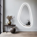 Lustro organiczne SYDERYT piaskowane z podświetleniem LED II 70x129-#0