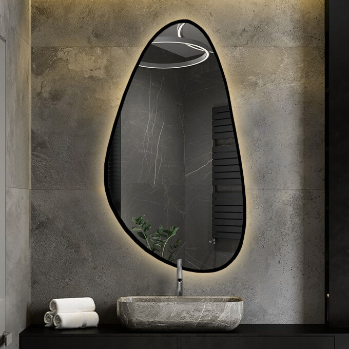 Lustro organiczne SYDERYT w ramie MDF z podświetleniem LED-#0