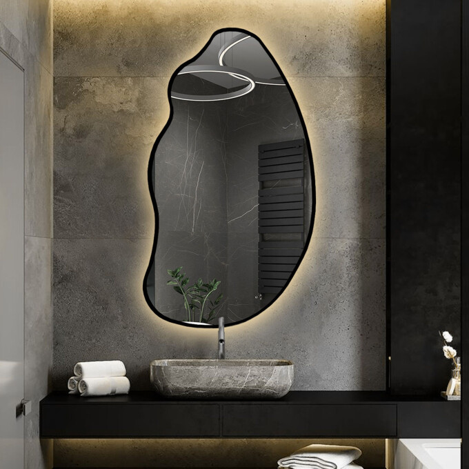 Lustro organiczne TOPAZ w ramie MDF z podświetleniem LED-#0
