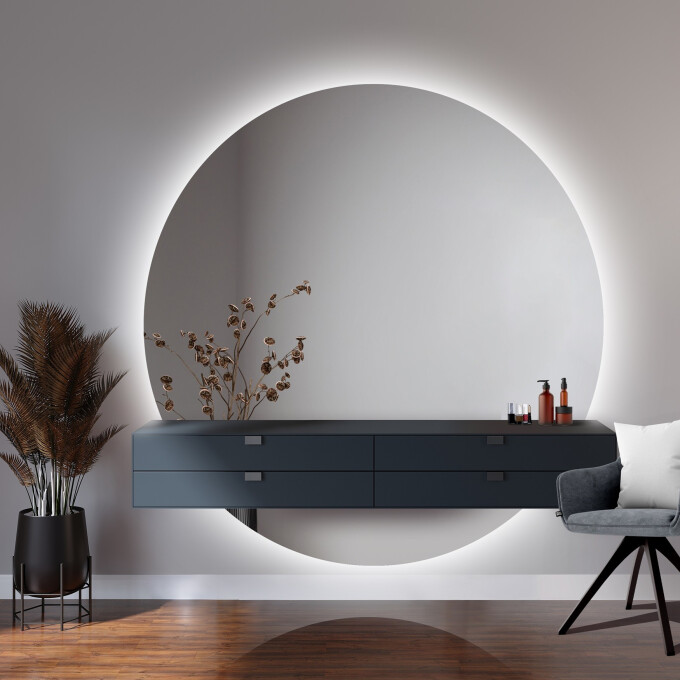 Lustro okrągłe WIRO W DWÓCH CZĘŚCIACH z podświetleniem LED-#0