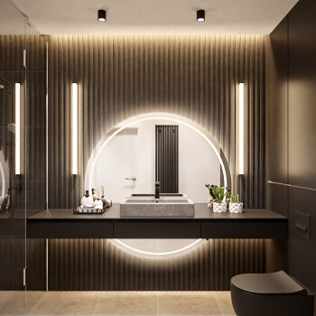 Lustro okrągłe WIRO W DWÓCH CZĘŚCIACH piaskowane z podświetleniem LED I fi 100