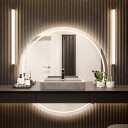 Lustro okrągłe WIRO W DWÓCH CZĘŚCIACH piaskowane z podświetleniem LED I-#1