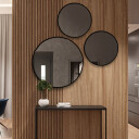 Zestaw 3x lustro łazienkowe Okrągłe FITRI II w ramie MDF SLIM (3szt)-#1