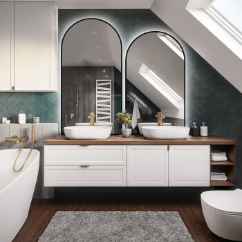 Zestaw dwóch luster półowalnych DOMI ZESTAW II białe w ramie MDF SLIM z podświetleniem LED 100x180 100x200 (2szt)