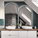 Zestaw dwóch luster półowalnych DOMI ZESTAW II w ramie MDF SLIM z podświetleniem LED (2szt)-#1