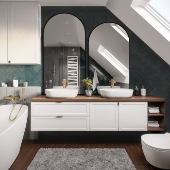 Zestaw dwóch luster półowalnych DOMI ZESTAW II białe w ramie MDF SLIM 50x100 50x120 (2szt)