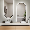 Zestaw dwóch luster półowalnych DOMI w ramie MDF SLIM z podświetleniem LED (2szt)-#0