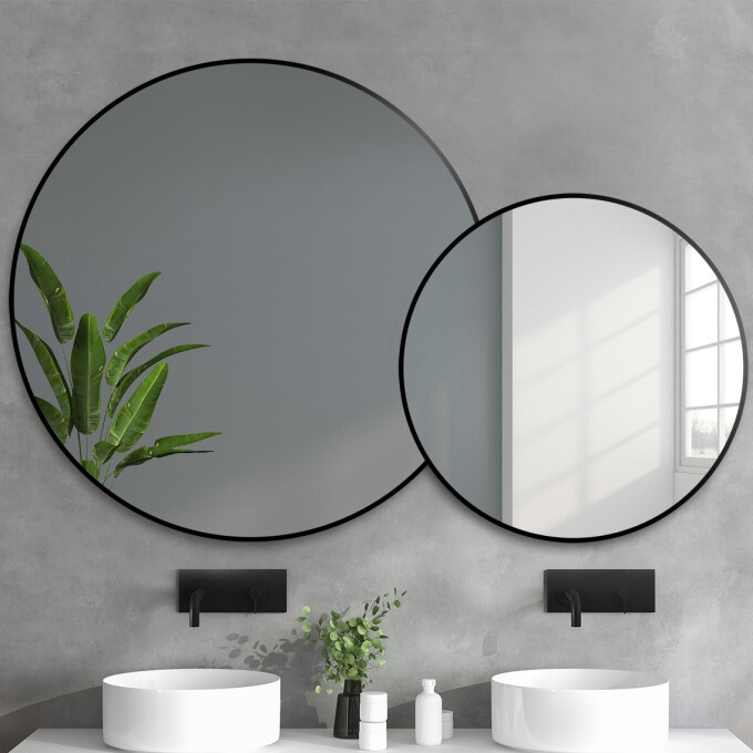 Zestaw okrągłe lustro w lustrze DOTTI w ramie MDF SLIM-#0