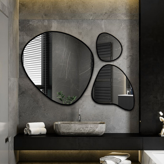 Zestaw luster organicznych FLORA w ramie MDF (3szt)-#0