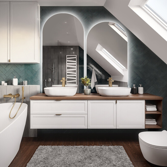 Zestaw dwóch luster półowalnych FRANK z podświetleniem LED (2szt)-#0