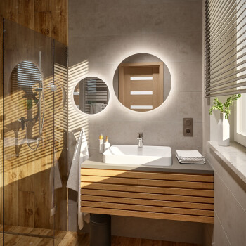 Zestaw lustra okrągłe z podświetleniem LED fi 60+fi 80 (2szt)