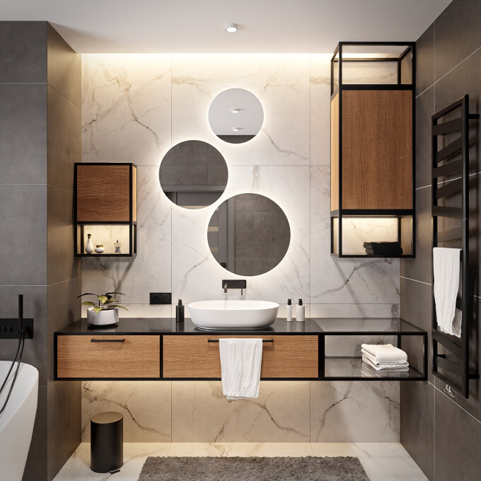 Zestaw 3x lustro łazienkowe okrągłe TRES z podświetleniem LED (3szt)-#0