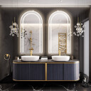 Zestaw luster półowalnych KORIA piaskowanych z podświetleniem LED (2szt)-#0