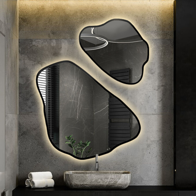 Zestaw luster organicznych MORION w ramie MDF z podświetleniem LED (2szt)-#0