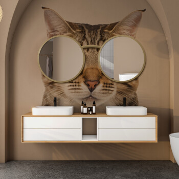 Zestaw luster okrągłych OKULARY białe w ramie MDF fi 50