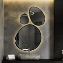 Zestaw trzech luster organicznych OPALIT w ramie MDF z podświetleniem LED (3szt)-#0