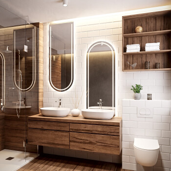 Zestaw luster półowalnych PLATO piaskowanych z podświetleniem LED 60x150 S (2szt)