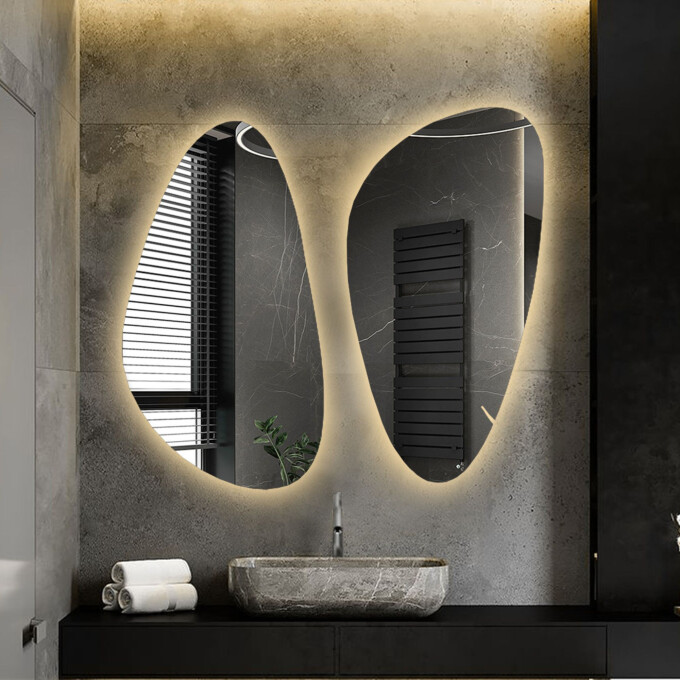 Zestaw luster organicznych SELENIT z podświetleniem LED (2szt)-#0