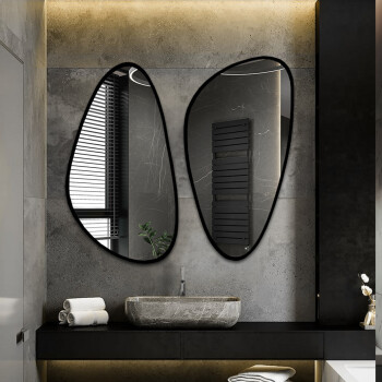 Zestaw luster organicznych SELENIT srebrne w ramie MDF 130x114 dxf (2szt)