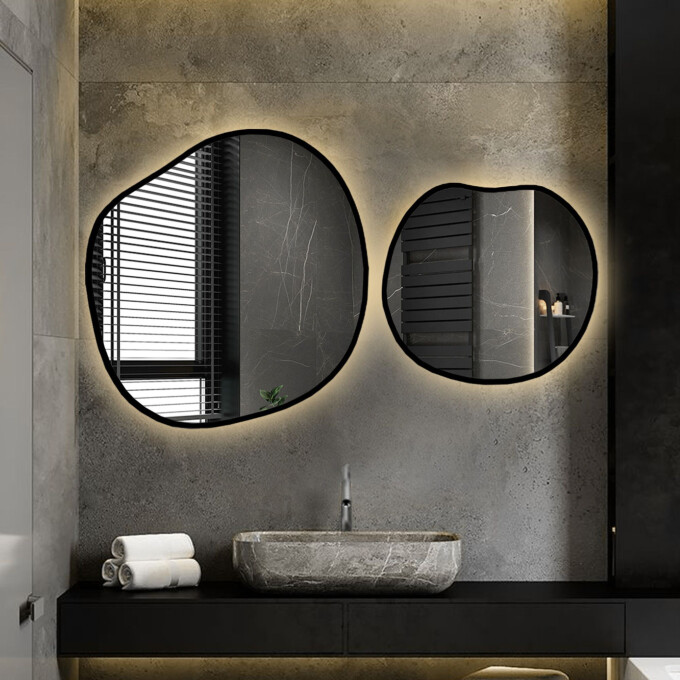 Zestaw dwóch luster organicznych SODALIT w ramie MDF z podświetleniem LED (2szt)-#0