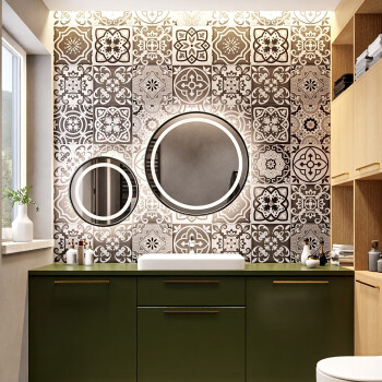 Zestaw luster okrągłych STELLA złote jasne w ramie MDF SLIM piaskowane z podświetleniem LED II fi 40+fi 60 (2szt)