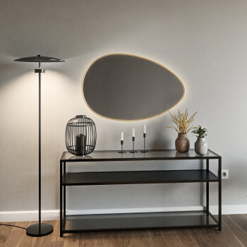 Lustro organiczne ZOE czarne w ramie MDF SLIM z podświetleniem LED 205x140
