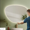 Lustro organiczne AGAT z podświetleniem LED - włącznik sensoryczny na środku na dole + ŻYWOTNOŚĆ TAŚMY LED LONG LIFE 70 000 GODZ-#1