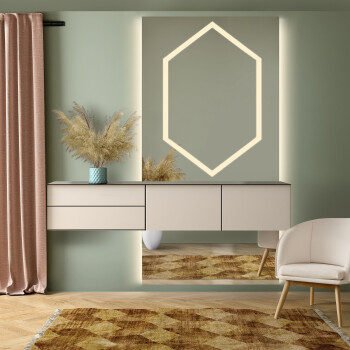 Lustro prostokątne GAZE GLAM piaskowane z podświetleniem LED i białą zabudową MDF 80x160 - wymiar górnej części 80x120 - wymiar dolnej części 80x40