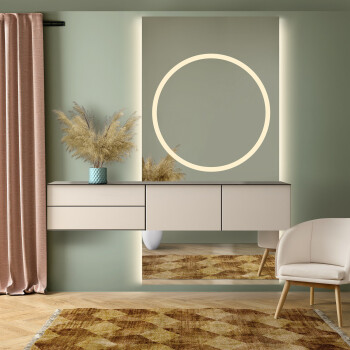 Lustro prostokątne HUGO GLAM piaskowane z podświetleniem LED i białą zabudową MDF 70x150 - wymiar górnej części 70x110 - wymiar dolnej części 70x40