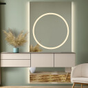 Lustro prostokątne HUGO GLAM piaskowane z podświetleniem LED i białą zabudową MDF-#1