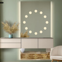 Lustro prostokątne HOLLYWOOD GLAM piaskowane z podświetleniem LED i białą zabudową MDF-#1