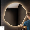 Lustro organiczne CYRKON z podświetleniem LED - włącznik sensoryczny na środku na dole + ŻYWOTNOŚĆ TAŚMY LED LONG LIFE 70 000 GODZ-#1