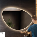 Lustro organiczne OBSYDIAN z podświetleniem LED - włącznik sensoryczny na środku na dole + ŻYWOTNOŚĆ TAŚMY LED LONG LIFE 70 000 GODZ-#1