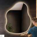 Lustro organiczne STONE z podświetleniem LED - włącznik sensoryczny na środku na dole + ŻYWOTNOŚĆ TAŚMY LED LONG LIFE 70 000 GODZ-#1