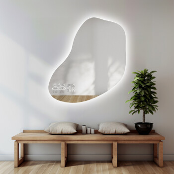 Lustro organiczne KWARC z podświetleniem LED 76x80 - poziom + stacja pogody (lewy dolny róg) + ŻYWOTNOŚĆ TAŚMY LED LONG LIFE 70 000 GODZ