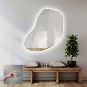 Lustro organiczne KWARC z podświetleniem LED 94x100 - poziom + włącznik dotykowy (na środku na dole) + ŻYWOTNOŚĆ TAŚMY LED LONG LIFE 70 000 GODZ