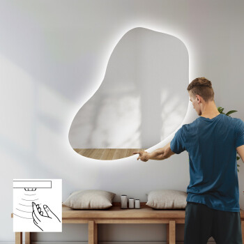 Lustro organiczne KWARC z podświetleniem LED 76x80 - poziom + włącznik sensoryczny na środku na dole + ŻYWOTNOŚĆ TAŚMY LED LONG LIFE 70 000 GODZ