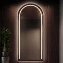 Lustro półowalne PLATO w ramie MDF piaskowane z podświetleniem LED-#1