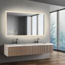 Lustro prostokątne MOIRA piaskowane z podświetleniem LED  + stacja pogody (lewy dolny róg)  + ŻYWOTNOŚĆ TAŚMY LED LONG LIFE 70 000 GODZ-#1