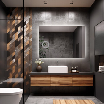 Lustro prostokątne AGIS z podświetleniem LED 120x60 - poziom + lusterko ZOOM (fi 14)(wg załącznika) + włącznik dotykowy (na środku na dole) + ŻYWOTNOŚĆ TAŚMY LED LONG LIFE 70 000 GODZ