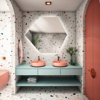 Lustro o geometrycznym kształcie GEOME z podświetleniem LED 60x52