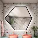 Lustro o geometrycznym kształcie GEOME w ramie MDF z podświetleniem LED-#1