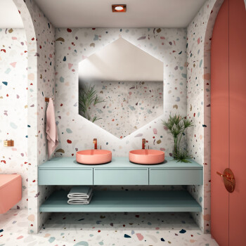 Lustro o geometrycznym kształcie HEXA z podświetleniem LED 50x58