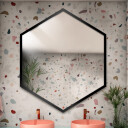 Lustro o geometrycznym kształcie HEXA w ramie MDF-#1