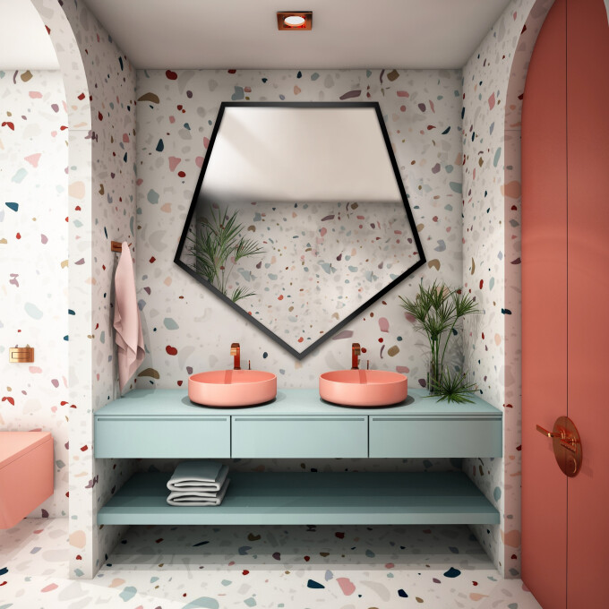 Lustro o geometrycznym kształcie PENTA w ramie MDF-#0