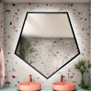 Lustro o geometrycznym kształcie PENTA w ramie MDF z podświetleniem LED-#1