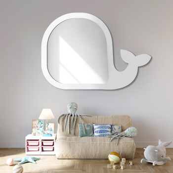 Lustro dekoracyjne WIELORYB białe w ramie MDF 50x35