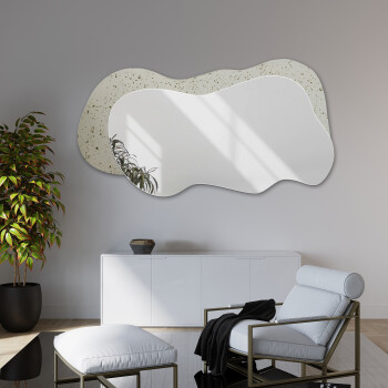 Lustro organiczne VELOCE srebrne postarzana tafla VINTAGE 180x97