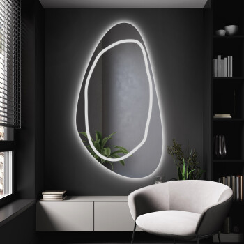 Lustro organiczne SYDERYT piaskowane z podświetleniem LED III 80x147